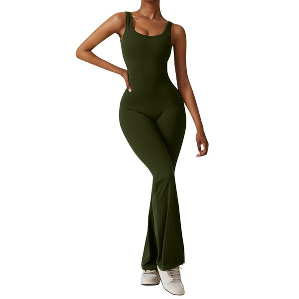 Women’s Open-Back Solid Body Shaping Jumpsuit