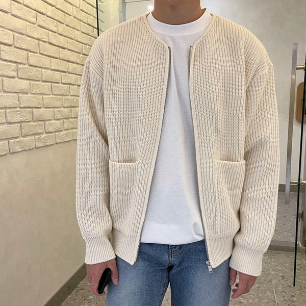 Men’s Stand Collar Knit Sweater Jacket