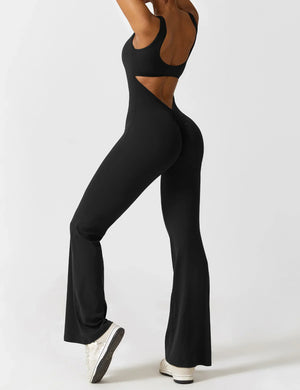 Women’s Open-Back Solid Body Shaping Jumpsuit