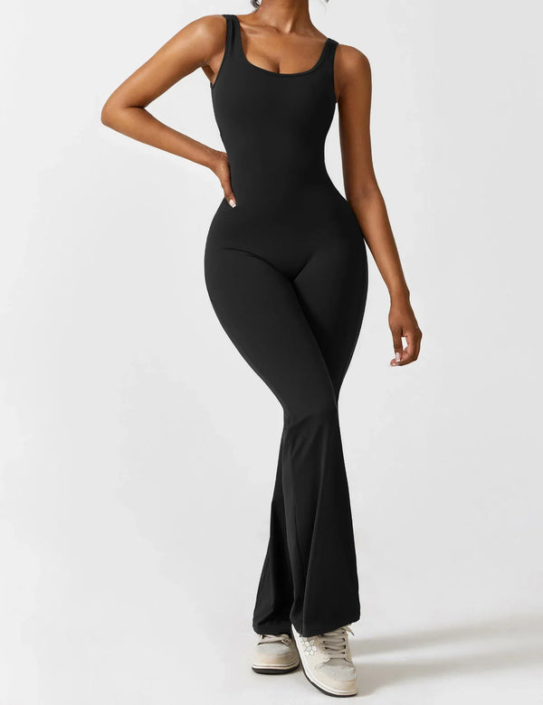 Women’s Open-Back Solid Body Shaping Jumpsuit