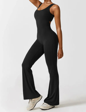 Women’s Open-Back Solid Body Shaping Jumpsuit