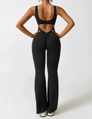 Women’s Open-Back Solid Body Shaping Jumpsuit