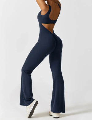 Women’s Open-Back Solid Body Shaping Jumpsuit