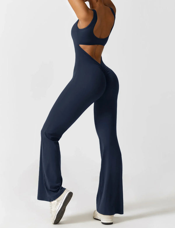 Women’s Open-Back Solid Body Shaping Jumpsuit