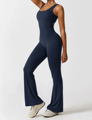 Women’s Open-Back Solid Body Shaping Jumpsuit