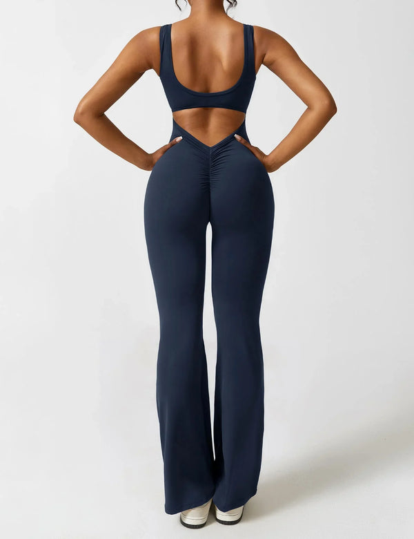 Women’s Open-Back Solid Body Shaping Jumpsuit