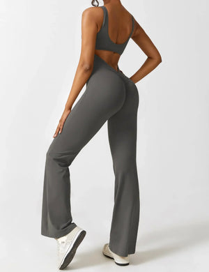 Women’s Open-Back Solid Body Shaping Jumpsuit