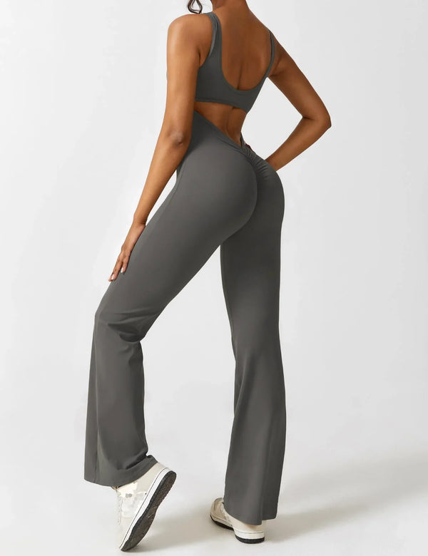Women’s Open-Back Solid Body Shaping Jumpsuit