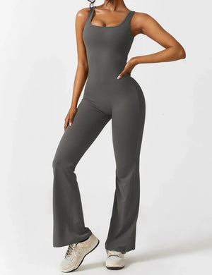 Women’s Open-Back Solid Body Shaping Jumpsuit
